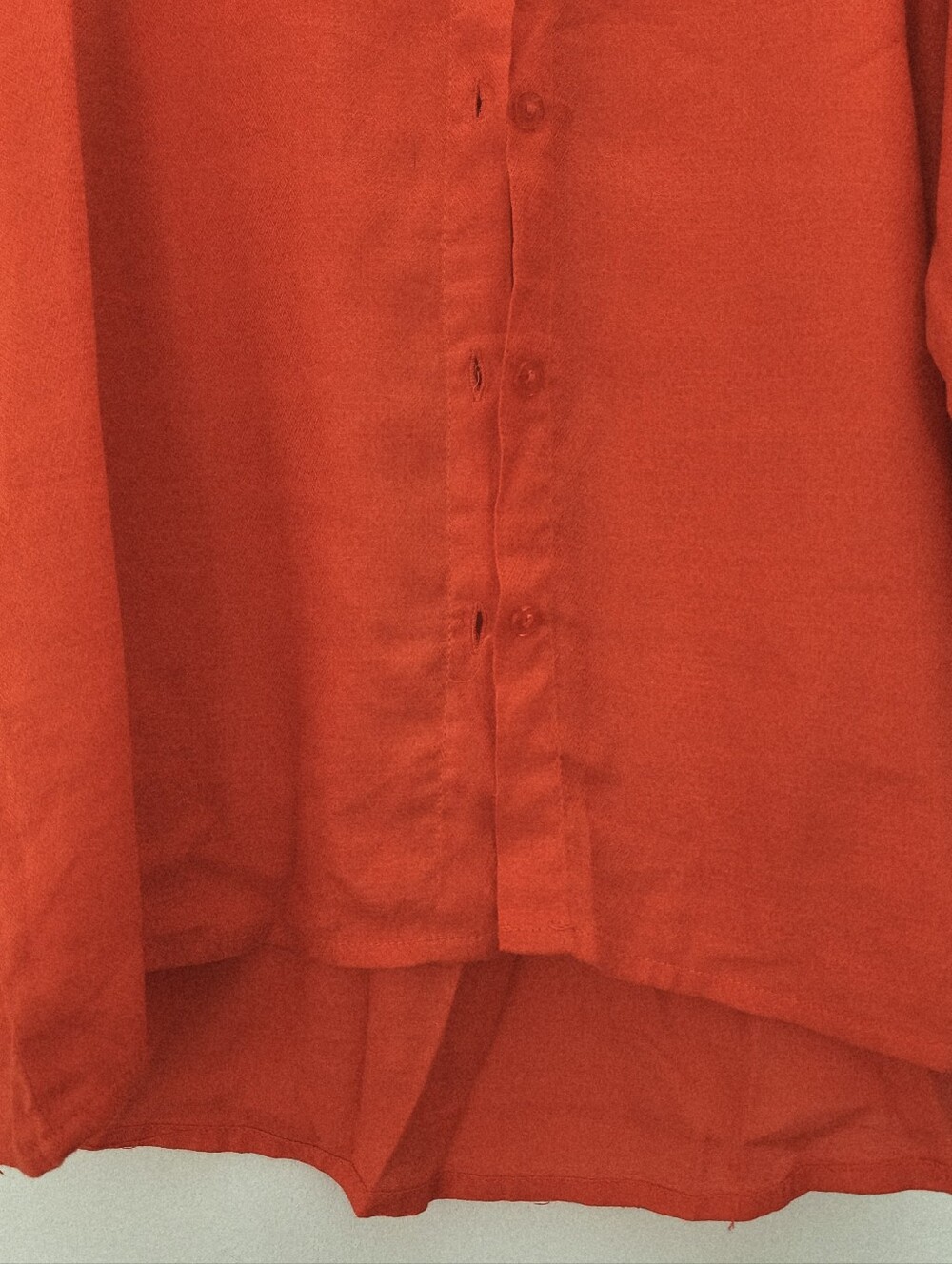 Bright Orange Button-Front Linen Blouse - Picture 6 of 6